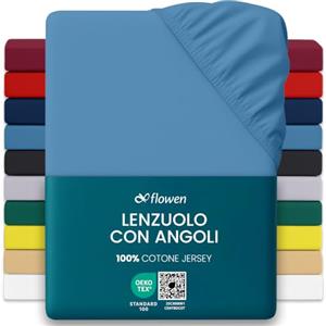 Flowen Lenzuola con Angoli Matrimoniale 160x190 cm Blu Navy in 100% Puro Cotone per Materasso fino a 30cm Tessuto Anti-Acaro e Traspirante di Alta Qualità Morbido Durevole e Lavabile in Lavatrice