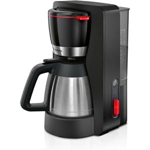 Bosch MyMoment TKA6M273, caraffa termica da 1 l, per 8-12 tazze, antigoccia, portafiltro girevole, programma di decalcificazione, serbatoio dell'acqua rimovibile, 1200 Watt, nero opaco