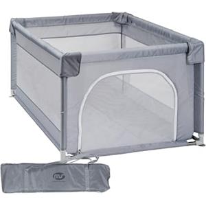 MS BabyWorld - Box Bambini XL NYLON - 180x120 cm | Recinto per neonati pieghevole | Area giochi sicura con porticine e finestre a rete | Con ventose | Montaggio Facile (180 x 120 cm)