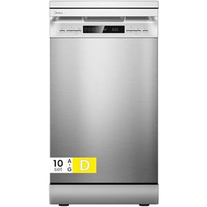 Midea MFD45S200X.1-IT Lavastoviglie Libera Installazione con 10 coperti, 8 Programmi, Display a LED, Partenza Ritardata, Funzione di Mezzo Carico, Asciugatura Extra - Inox