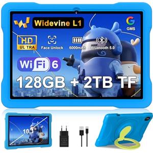 UJJ Tablet 10 Pollici Android con 5G + 2.4G WiFi 6, 20GB RAM + 128GB ROM(TF/2TB), Giochi Educativi Software (iWAWA), Octa-Core, 1080 * 800 FHD IPS, 5MP + 5MP, Bluetooth 5, 2025 Newest Tablet con EVA, Blue