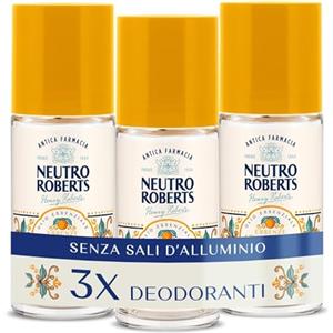 Neutro Roberts Essenze Italiane, Deodorante Roll-on Siracusa, Olio Arancia e Fiori di Sale, Zero Macchie, 3x50ml - Esclusiva Amazon