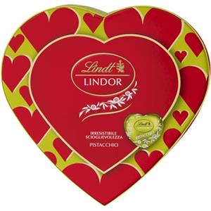 Lindt & Sprüngli Lindt San Valentino Scatola Regalo Cioccolatini Lindor a Forma di Cuore al Cioccolato al Latte e Ripieno al Pistacchio, in confezione 82g