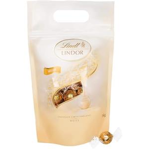 Lindt LINDOR Praline di Cioccolato Bianco, 80 Cioccolatini di cioccolato bianco, in confezione 1kg