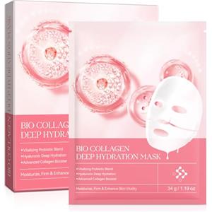VCTSOF Maschera bio collagene Overnight per il viso 4 pezzi, idratazione profonda, maschera anti-rughe, riduce le linee sottili e le rughe, anti-invecchiamento, maschera coreana con collagene biologico