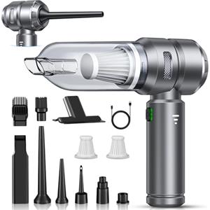 botatio Aspirabriciole Senza Fili, 26000Pa Aspirapolvere Auto Potente, 4 in 1 Mini Aspirapolvere Senza Fili Motore Brushless, Aspirapolvere Auto Portatile per Casa Auto Peli di animali, Grigio Scuro