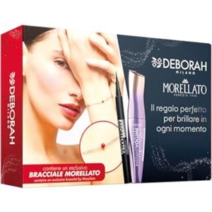 Deborah Milano - Set Make Up con Gioiello, Include Mascara Volumizzante Instant Volume Up to the Stars, Eyeliner Penna 48 Ore e Bracciale Morellato in Acciaio Inossidabile con Boule in Smalto Rosso