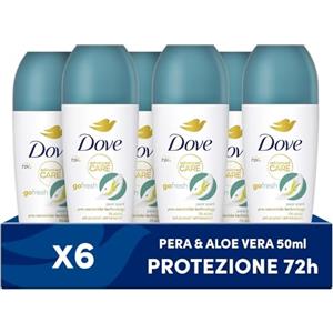 Dove, Deodorante Roll On Advanced Care Pera e Aloe, Deodorante Antitraspirante, Formula Delicata Con Tripla Azione Idratante, Protezione Fino a 48 Ore, Deodorante Uomo e Donna, 6 Pezzi da 50 ml