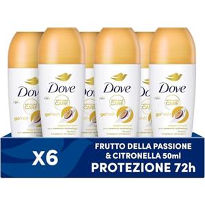 Dove, Deodorante Roll On Advanced Care Passion Fruit, Deodorante Antitraspirante, Formula Delicata Con Tripla Azione Idratante, Protezione Fino a 48 Ore, Deodorante Uomo e Donna, 6 Pezzi da 50 ml