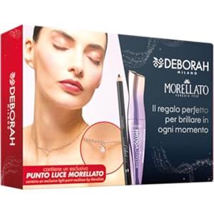 Deborah Milano - Set Make Up con Gioiello, Include Mascara Volumizzante Instant Maxi Volume Up to the Stars, Matita Kajal Nera Velvet Mat, Collana Punto Luce Morellato Donna in Acciaio Inossidabile