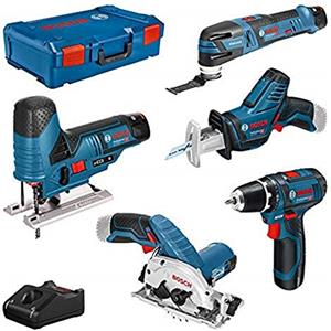 Bosch Professional 12V System Combo Kit: GSR 12V-15 + GST 12V-70 + GKS 12V-26 + GSA 12V-14 + GOP 12V-28 (incl. 3 batterie da 3.0Ah, caricabatteria GAL 12V-40, XL-BOXX)