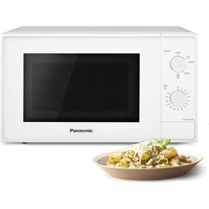Panasonic NN-E20JWMEBG Forno a Microonde con Piatto Rotante in Vetro, 20L, 800W, Funzione Scongelamento, 5 Livelli di Potenza, Timer, Bianco
