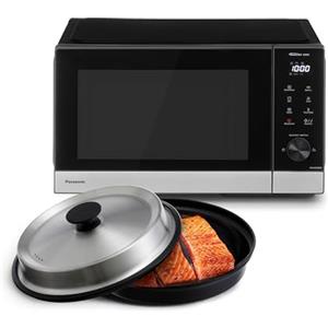 Panasonic NN-GD38QSEPG Forno a Microonde Grill 29L con Teglia Steam+, 1000W, Scongelamento Automatico, Cottura Combinata, Timer, Nero e Acciaio Inox