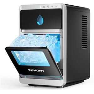 EUHOMY LunaArc™ Macchina Ghiaccio Mezzaluna, 1600Pz/24H Macchina per il Ghiaccio Casa, 16 Cubetti in 12 Min, 1.8L, Autopulente Ice Maker, 3 Dimensioni di Ghiaccio per Whisky/Caffè/Bevande