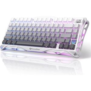 GravaStar per Dad Mercury K1 75% Tastiera da gioco meccanica senza fili, design esoscheletro in lega di alluminio, guarnizione tastiera personalizzata presa hot-swap (Bianco sfumato)