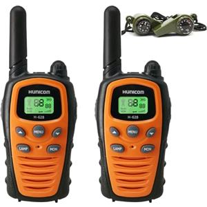 HUNICOM Walkie Talkie per adulti Ricetrasmettitori radiocomunicazione + Fischietto （3 in 1 Fischietto + Bussola + Termometro）