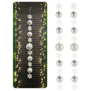 com-four® 2X Ghirlanda di Palline di Albero di Natale - Decorazione Natalizia con Ciocca di Palline di Fiocchi di Neve - Catena di Decorazioni Festive - Decorazione da Tavolo (02 Pezzi - Bianco)