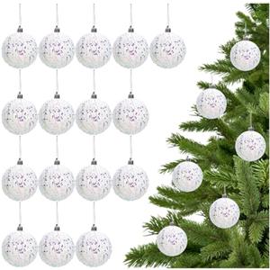 com-four® 16 Palline di Natale, Palline per Albero di Natale in Plastica infrangibile per Natale, Decorazioni per Albero di Natale con Ciondolo