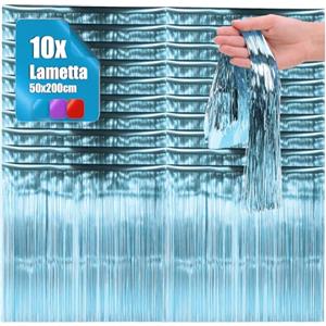 com-four® 10x Lametta, Ghirlanda Natalizia per l'Albero, Decorazione per Abete, Tenda di Fili Lisci in Lametta (Blu - 10 Pezzi)