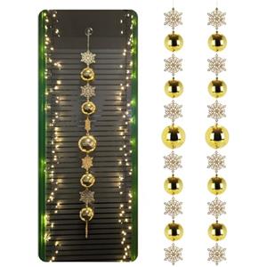 com-four® 2X Ghirlanda di Palline di Albero di Natale - Decorazione Natalizia con Ciocca di Palline di Fiocchi di Neve - Catena di Decorazioni Festive - Decorazione da Tavolo (02 Pezzi - Color Oro)