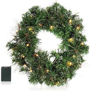COM-FOUR® Ghirlanda per porte a LED Natale - Ghirlanda dell'Avvento con illuminazione a LED - fantastiche decorazioni natalizie - 30 LED bianco caldo con timer