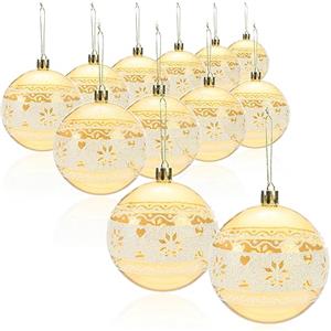 COM-FOUR® 12 Palline di Natale, Palline per Albero di Natale in plastica infrangibile per Natale, Decorazioni per Albero di Natale con Ciondolo