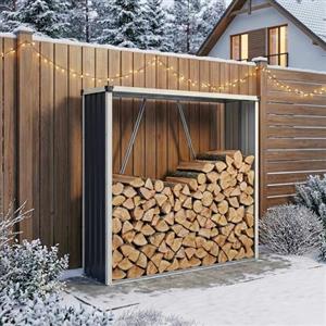 casa.pro Portalegna da Esterno con Tettuccio Deposito per Legna da Ardere Struttura in Acciaio per Accatastare Tronchi da Legnaia 155 x 45 x 157 cm Antracite