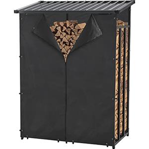 casa.pro Portalegna Coperta da Esterno Deposito in Acciaio per Legna da Ardere Legnaia con Telo Protettivo Rimovibile e Tettuccio 185 x 130 x 70 cm
