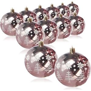 COM-FOUR® 12 Palline di Natale, Palline per Albero di Natale in plastica infrangibile per Natale, Decorazioni per Albero di Natale con Ciondolo