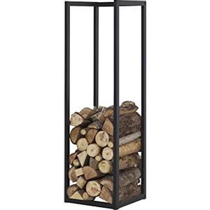 [en.casa] Portalegna (LxPxA) 35 x 35 x 120 cm Deposito per Legna da Ardere Supporto Tronchi Struttura in Acciaio da Legnaia - Nero