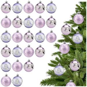 COM-FOUR® 24 Palline di Natale 6 cm, Palline per Albero di Natale in plastica infrangibile per Natale, Decorazioni per Albero di Natale con Ciondolo