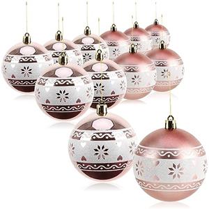 COM-FOUR® 12 Palline di Natale, Palline per Albero di Natale in plastica infrangibile per Natale, Decorazioni per Albero di Natale con Ciondolo