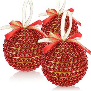 COM-FOUR® 3 Palline di Natale, Palline di Natale in plastica per Natale, Decorazioni per Albero di Natale, Ø 10 cm (rosso/color oro - 3 pezzi)