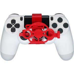 Generico Volante di ricambio per PS4 Controller Giochi di corse Mini Sterzo 3D Stampa ruota ausiliario Controller di gioco Joystick Simulatore Gamepad (Red)
