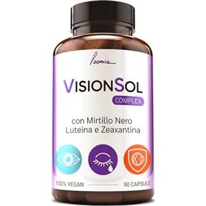 POEMIA Integratore Occhi Vista Luteina e Zeaxantina Alto Dosaggio 90 Capsule Con Zinco Licopene Mirtillo Nero Vite Rossa Antiossidante Per Occhi Vitamina A B12 Vegano Vision Sol Poemia