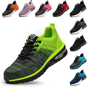 Baofular Scarpe Antinfortunistiche Uomo Donna Leggere Scarpe da Lavoro Comode Scarpe Sicurezza Antiscivolo Traspiranti Verde Fluorescente 41 EU 255