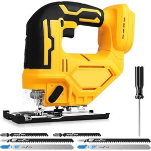 SWTHM Sega elettrica senza fili per DEWALT, seghetto alternativo 400W 2700RPM con taglio smussato a 45°, 3 impostazioni orbitali con 6 lame di ricambio per metallo, PVC, compensato, PVC (per DEWALT)