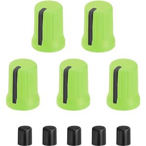 QUARKZMAN 5Pcs Manopole Potenziometro, D-Shaft Sostituzione Manopola Potenziometro Gomma Control Manopola Sostituzione Tappo Asta Spinta Per DJ Controller Mixer Console Encoder (Verde Nero)