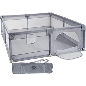 MS BabyWorld - Box Bambini XXL NYLON - 200x180 cm | Recinto per neonati pieghevole | Area giochi sicura con porticine e finestre a rete | Con ventose | Montaggio Facile (200 x 180 cm)