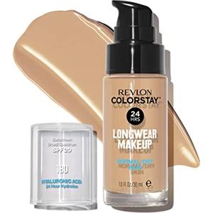 Revlon ColorStay, Fondotinta per Pelle Normale e Secca, con Protezione Solare SPF 20, Formula Duratura, Oil Free (30ml), 180 Sand beige