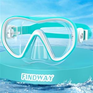 Findway Maschera Subacquea Bambini, Maschera Snorkeling Bambino da 4 a 16 Anni, Occhialini Panoramici a 180°, Antiappannamento e a Prova di Perdite per il Nuoto e lo Snorkeling
