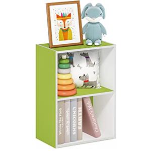 Furinno Luder Libreria a 2 ripiani aperti, verde/bianco