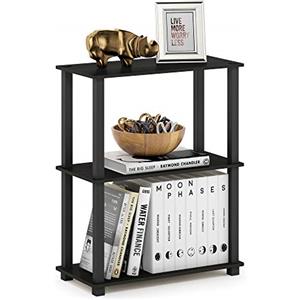 Furinno Libreria Bassa a 3 ripiani Espresso/Black Tubo rettangolare