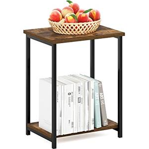 Furinno Semplicistico Tavolo terminale, Legno ingegnerizzato Metallo, Pino Ambra, 1-Confezione