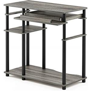 Furinno Abbott Scrivanie per Computer, Legno, Rovere Francese Grigio/Nero, 46.99 x 46.99 x 79.81 cm