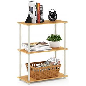 Furinno Libreria Bassa a 3 ripiani Beech/White Tubi classici