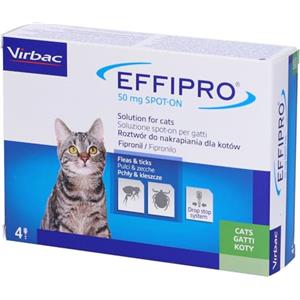 Virbac 104069012 EFFIPRO' CAT 4PIP - Antiparassitario per Gatti, Confezione da 4 Pipette