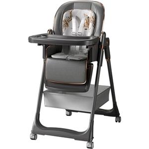 MoLi Pelle PU Seggiolone, Sedile Regolabile Sediolone, Seggiolone Pappa Vassoio a Doppio Strato (8122 Gray)