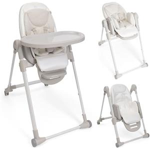 Chicco Polly Armonia Seggiolone Evolutivo Pappa per Bambini da 0 Mesi a 40 kg, Sedia Evolutiva , Seggiolone Reclinabile a Sdraietta con Altezza e Poggiapiedi Regolabili, 4 Ruote, Compatto, Beige