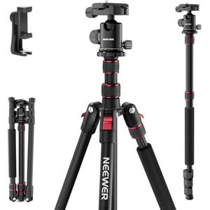 NEEWER BASICS Treppiede Monopiede per Fotocamera, 180cm Cavalletto da Viaggio Portatile in Alluminio per Telefono DSLR con Testa Sfera 360° Porta Cellulare Compatibile con iPhone per Foto Video, TP15